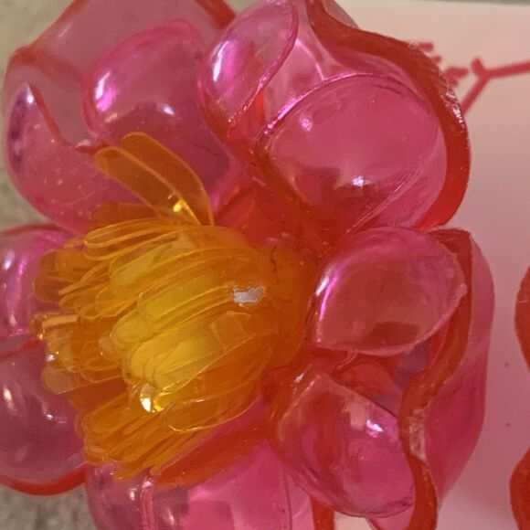 Betsy Johnson Pink & Orange Jelly Flower Earrings - Picture 5 of 6
